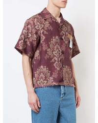 Chemise à manches courtes à fleurs rouge Loewe