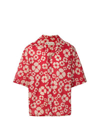 Chemise à manches courtes à fleurs rouge Marni