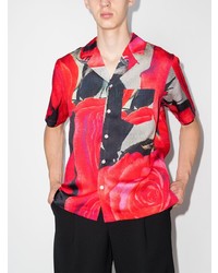 Chemise à manches courtes à fleurs rouge Soulland