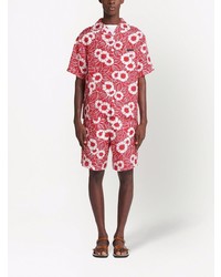Chemise à manches courtes à fleurs rouge Prada