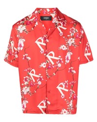 Chemise à manches courtes à fleurs rouge Represent