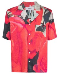 Chemise à manches courtes à fleurs rouge Soulland