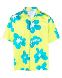 Chemise à manches courtes à fleurs turquoise Bonsai