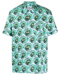 Chemise à manches courtes à fleurs turquoise Engineered Garments