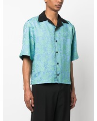 Chemise à manches courtes à fleurs turquoise AV Vattev