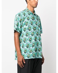 Chemise à manches courtes à fleurs turquoise Engineered Garments