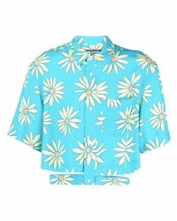 Chemise à manches courtes à fleurs turquoise Jacquemus