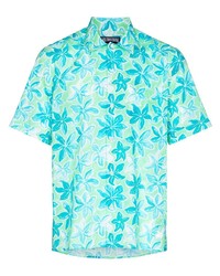 Chemise à manches courtes à fleurs turquoise Vilebrequin