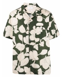 Chemise à manches courtes à fleurs vert foncé Closed