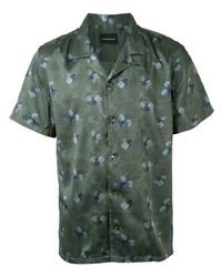 Chemise à manches courtes à fleurs vert foncé Emporio Armani