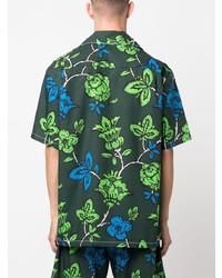 Chemise à manches courtes à fleurs vert foncé P.A.R.O.S.H.
