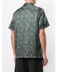 Chemise à manches courtes à fleurs vert foncé Emporio Armani
