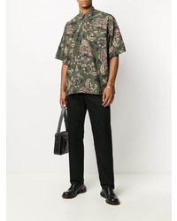 Chemise à manches courtes à fleurs vert foncé Givenchy