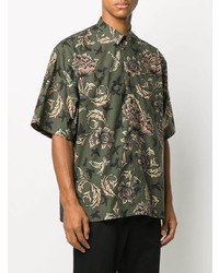 Chemise à manches courtes à fleurs vert foncé Givenchy