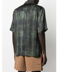 Chemise à manches courtes à fleurs vert foncé Acne Studios