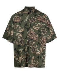 Chemise à manches courtes à fleurs vert foncé Givenchy