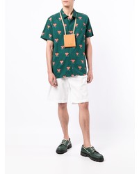 Chemise à manches courtes à fleurs vert foncé YMC
