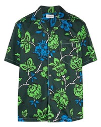 Chemise à manches courtes à fleurs vert foncé P.A.R.O.S.H.