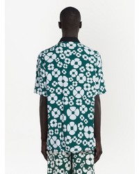 Chemise à manches courtes à fleurs vert foncé Marni