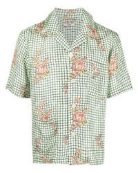 Chemise à manches courtes à fleurs vert menthe Bode