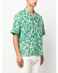 Chemise à manches courtes à fleurs vert menthe Rhude