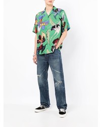 Chemise à manches courtes à fleurs vert menthe Wacko Maria