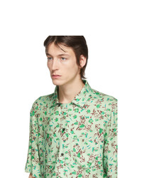 Chemise à manches courtes à fleurs vert menthe Acne Studios