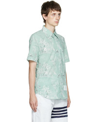 Chemise à manches courtes à fleurs vert menthe Thom Browne