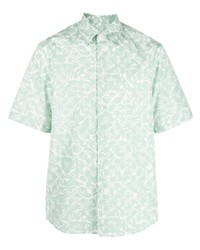 Chemise à manches courtes à fleurs vert menthe Lanvin