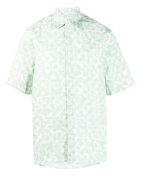 Chemise à manches courtes à fleurs vert menthe Lanvin