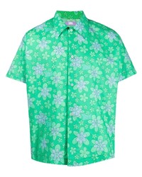 Chemise à manches courtes à fleurs verte ERL