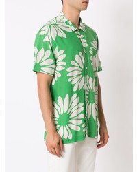 Chemise à manches courtes à fleurs verte OSKLEN