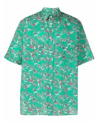 Chemise à manches courtes à fleurs verte Isabel Marant