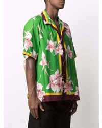 Chemise à manches courtes à fleurs verte Valentino