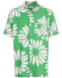 Chemise à manches courtes à fleurs verte OSKLEN