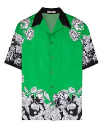 Chemise à manches courtes à fleurs verte Valentino