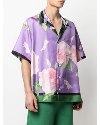 Chemise à manches courtes à fleurs violet clair Valentino