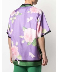 Chemise à manches courtes à fleurs violet clair Valentino