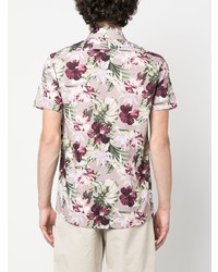 Chemise à manches courtes à fleurs violet clair Daniele Alessandrini