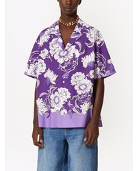 Chemise à manches courtes à fleurs violette Valentino