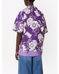 Chemise à manches courtes à fleurs violette Valentino