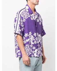 Chemise à manches courtes à fleurs violette Just Don