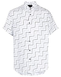 Chemise à manches courtes à motif zigzag blanche Emporio Armani