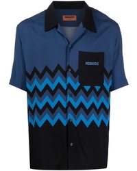 Chemise à manches courtes à motif zigzag bleu marine Missoni
