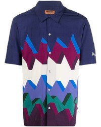 Chemise à manches courtes à motif zigzag bleu marine Missoni