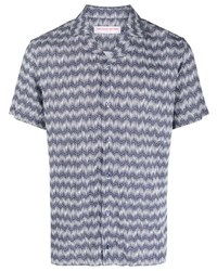 Chemise à manches courtes à motif zigzag bleu marine Orlebar Brown