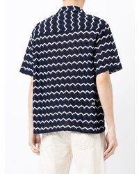 Chemise à manches courtes à motif zigzag bleu marine Bode
