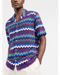 Chemise à manches courtes à motif zigzag multicolore Missoni