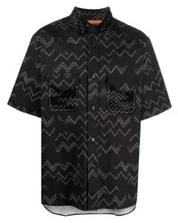 Chemise à manches courtes à motif zigzag noire Missoni
