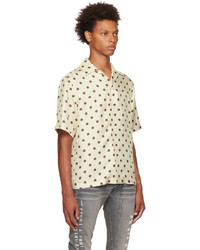 Chemise à manches courtes á pois beige Amiri